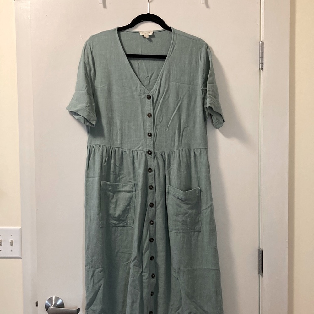 Orange Creek Button Down Midi Dress in Mint